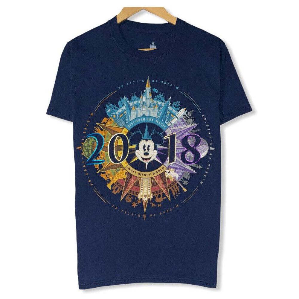 Disney Mickey Mouse 2018 NWT Men's Size Small "Discover The Magic" Blue T-Shirt